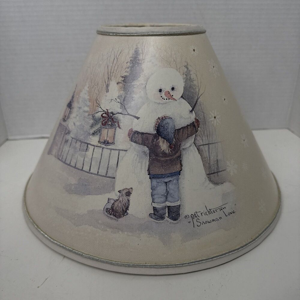 Snowman Lampshade Snowflakes Light Shade Winter Home Decor 12”x7” Snow Cut Out